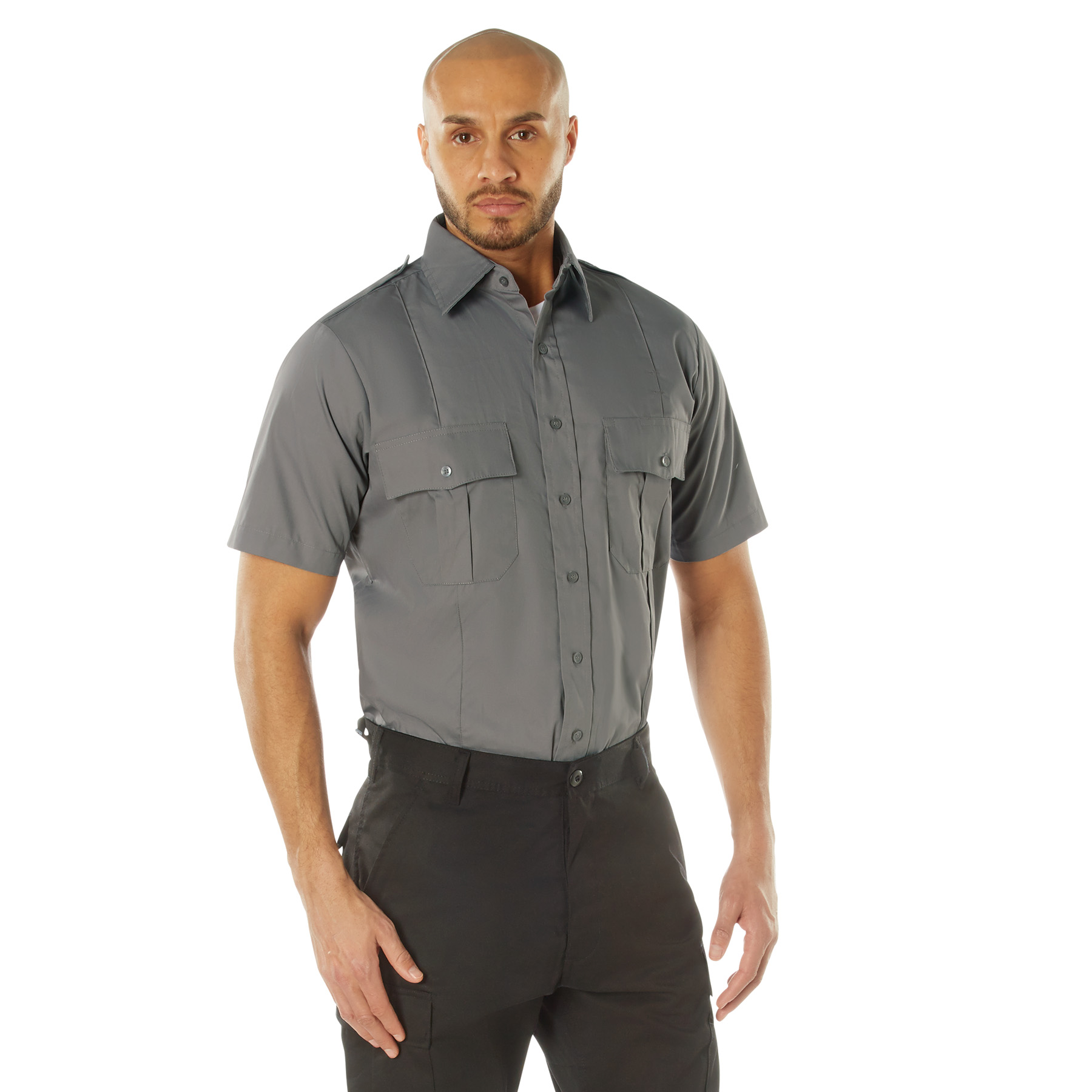 Rothco Short Sleeve Uniform Shirt - Grey, X-Large