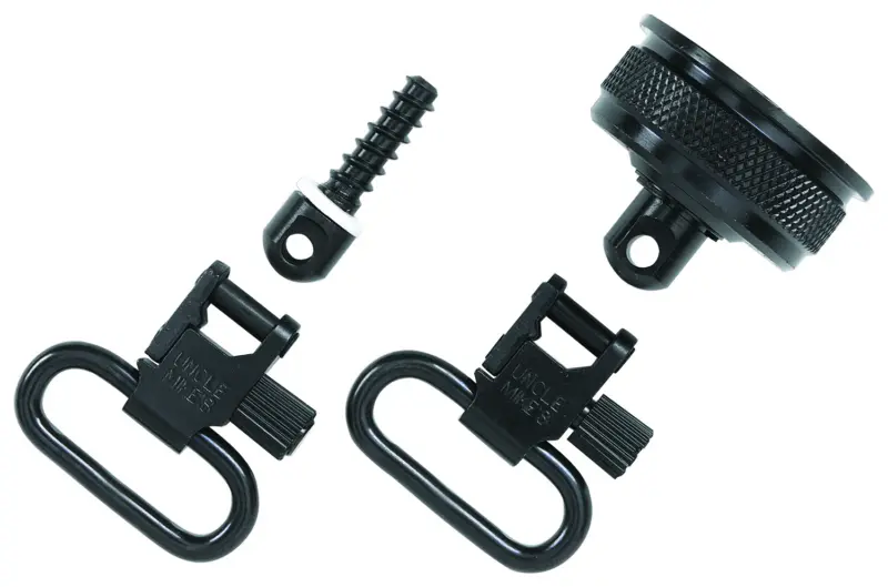 Uncle Mike's 18032 Mag Cap Swivel Set made of Steel with Blued Finish, 1" Loop Size Quick Detach Style for 12 Gauge Remington 11-87 Includes Two Super Swivels
