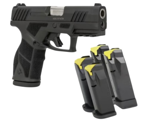Taurus GX2, 9mm 3.38" Barrel, Fixed White Dot Sights, Black/Black, (5) 13-rd