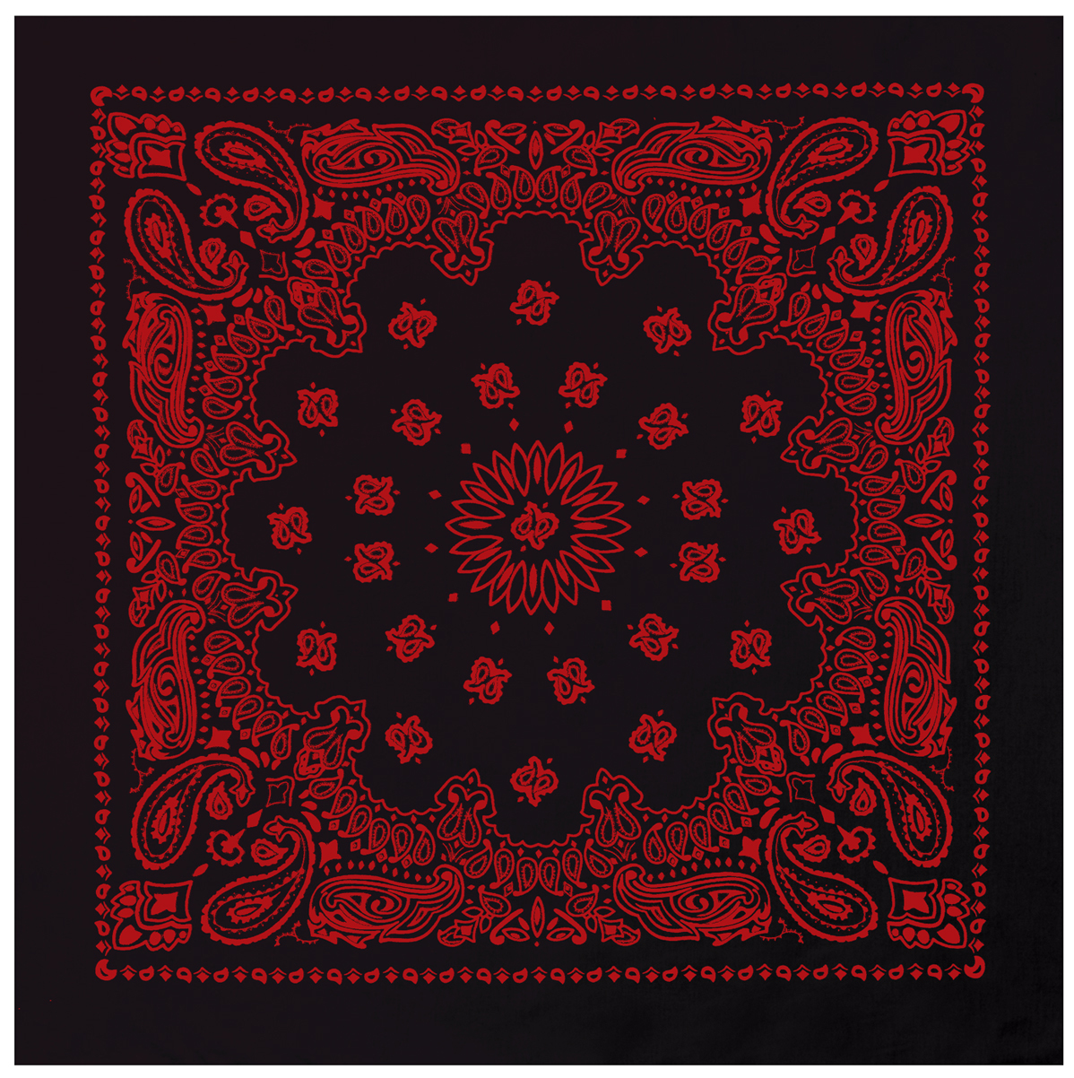 Rothco Trainmen Paisley Bandana Extra-Large - 27 X 27, Black - Red