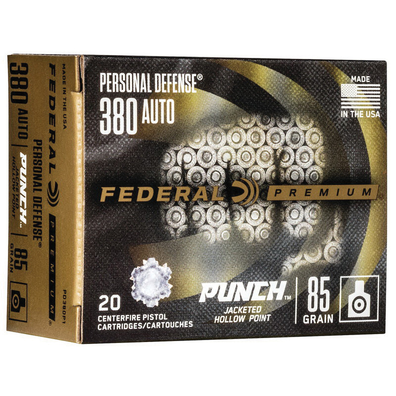 Federal Punch 85 gr JHP .380 Auto Ammo, 20/pack - PD380P1