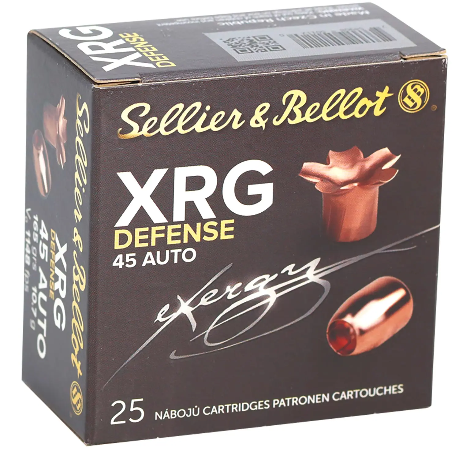 Sellier Bellot SB45XA XRG Defense 45ACP 165gr Solid Copper Hollow Point 25 Per Box/40 Case