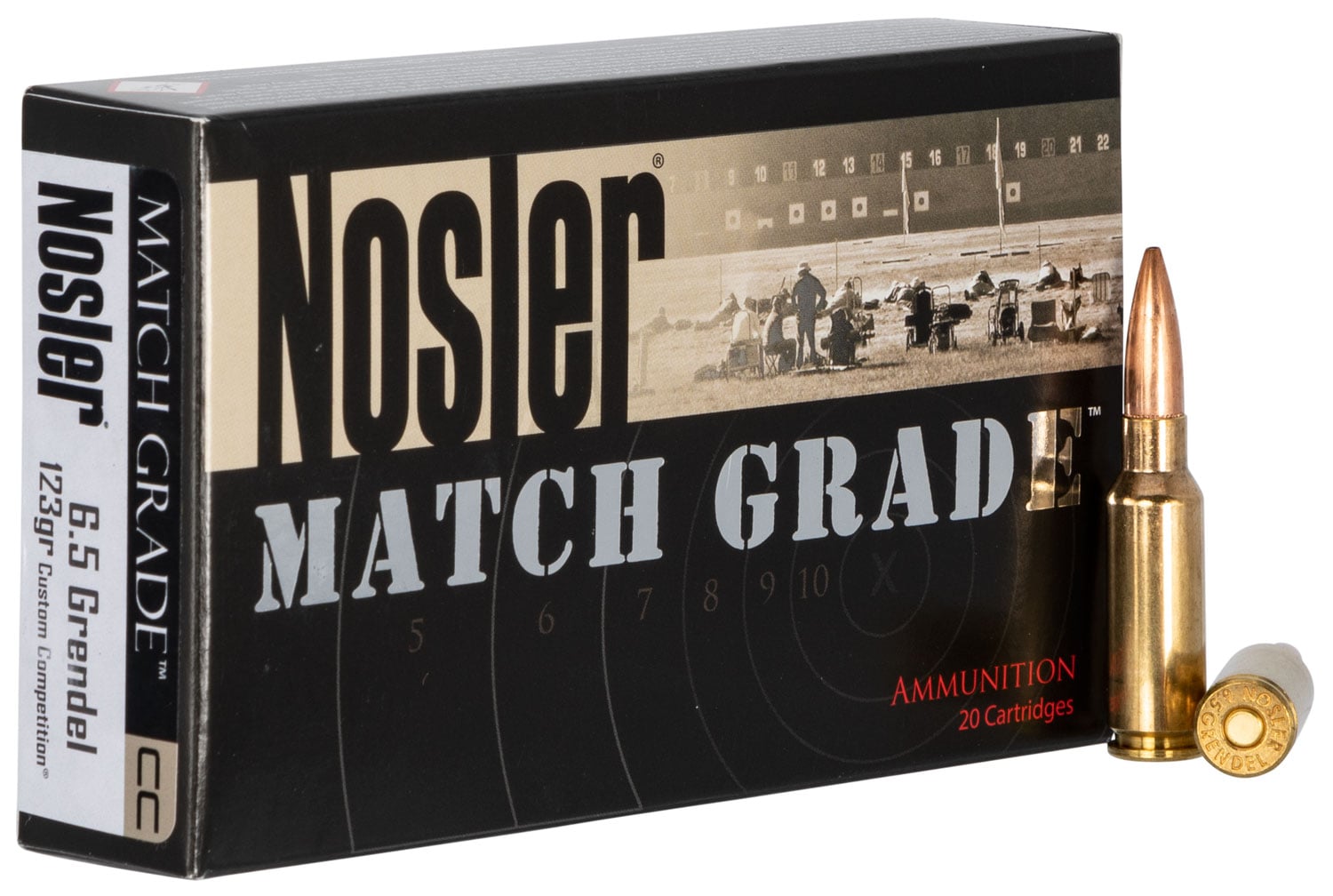 Nosler Match Grade 6.5 Grendel 123 grain Custom Competition Rifle Ammo, 20/Box - 44501