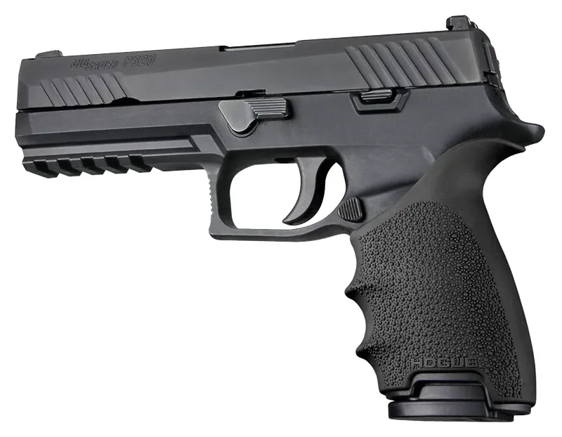 Hogue 17600 HandAll Beavertail Grip Sleeve made of Rubber with Textured Black Finish Finger Grooves for Sig P320