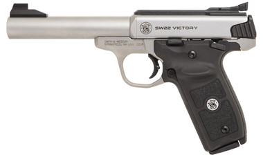 Smith  Wesson 11536 SW Victory Target MA Compliant 22 LR  5.50 Bull Barrel 101   Stainless Steel Barrel Slide   Frame Black Polymer Grip with Integrated Target Thumb Rest Manual Safety