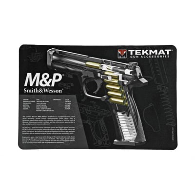 TekMat Smith & Wesson M&P 3D Cut Away 17"x11" Pistol Mat With Small Microfiber TekTowel, Black - R17-SW-MP-CA