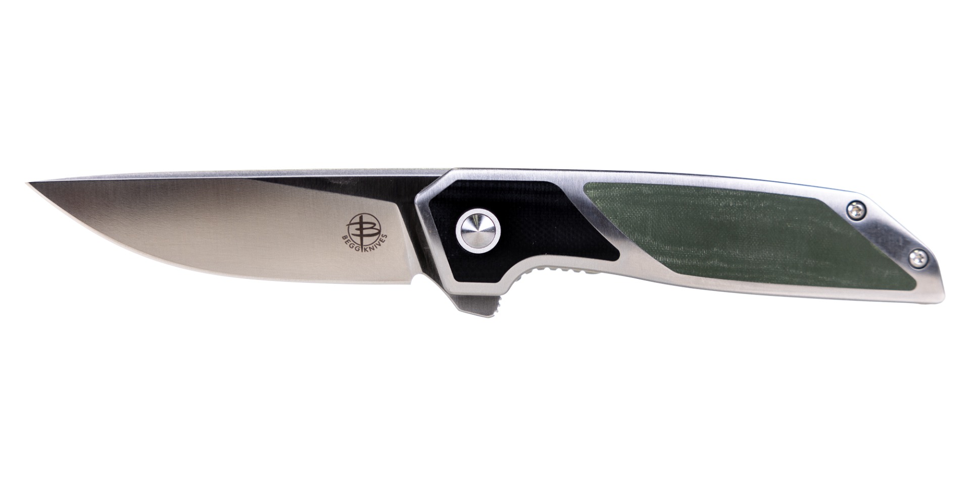 Begg Knives Diamici Folding Drop Point Knife, Green - BG014