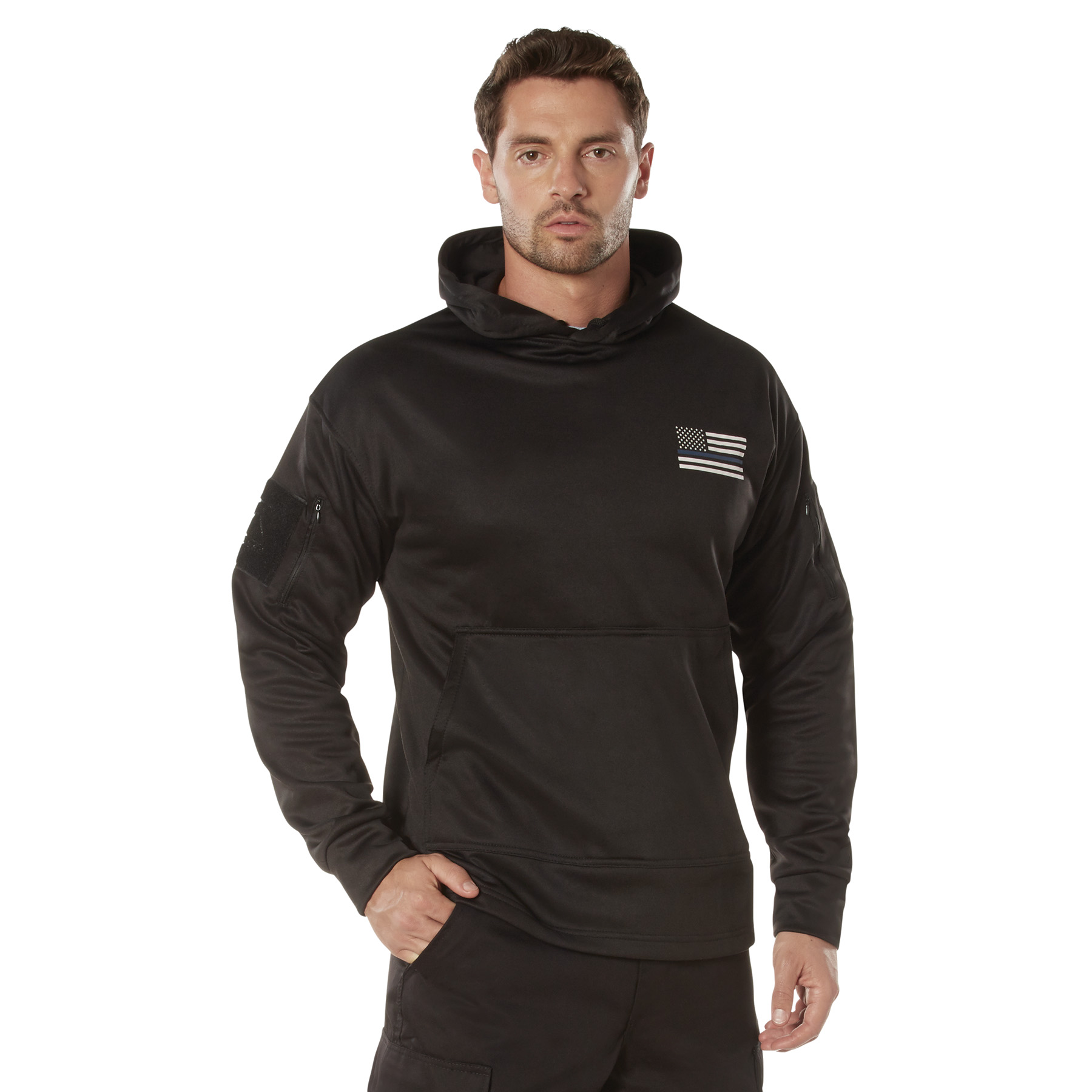 Rothco Honor And Respect Thin Blue Line Concealed Carry Hoodie - Black, X-Large