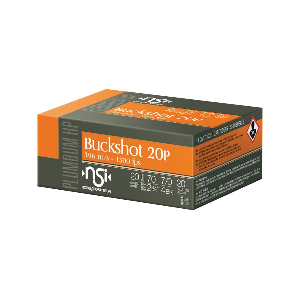 Nobel Sport Buckshot Law Enforcement 20 Gauge 2-3/4" #4 Buck 10rds