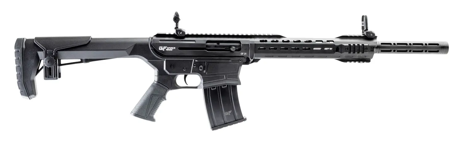 Gforce Arms GF251220 GF25 12 Gauge Semi-Auto 3" 5+1 20" Black Cerakote Spiral Threaded Barrel, Black Cerakote Picatinny Rail Aluminum Receiver, Black Adjustable Synthetic Stock w/Black Rubber Grip