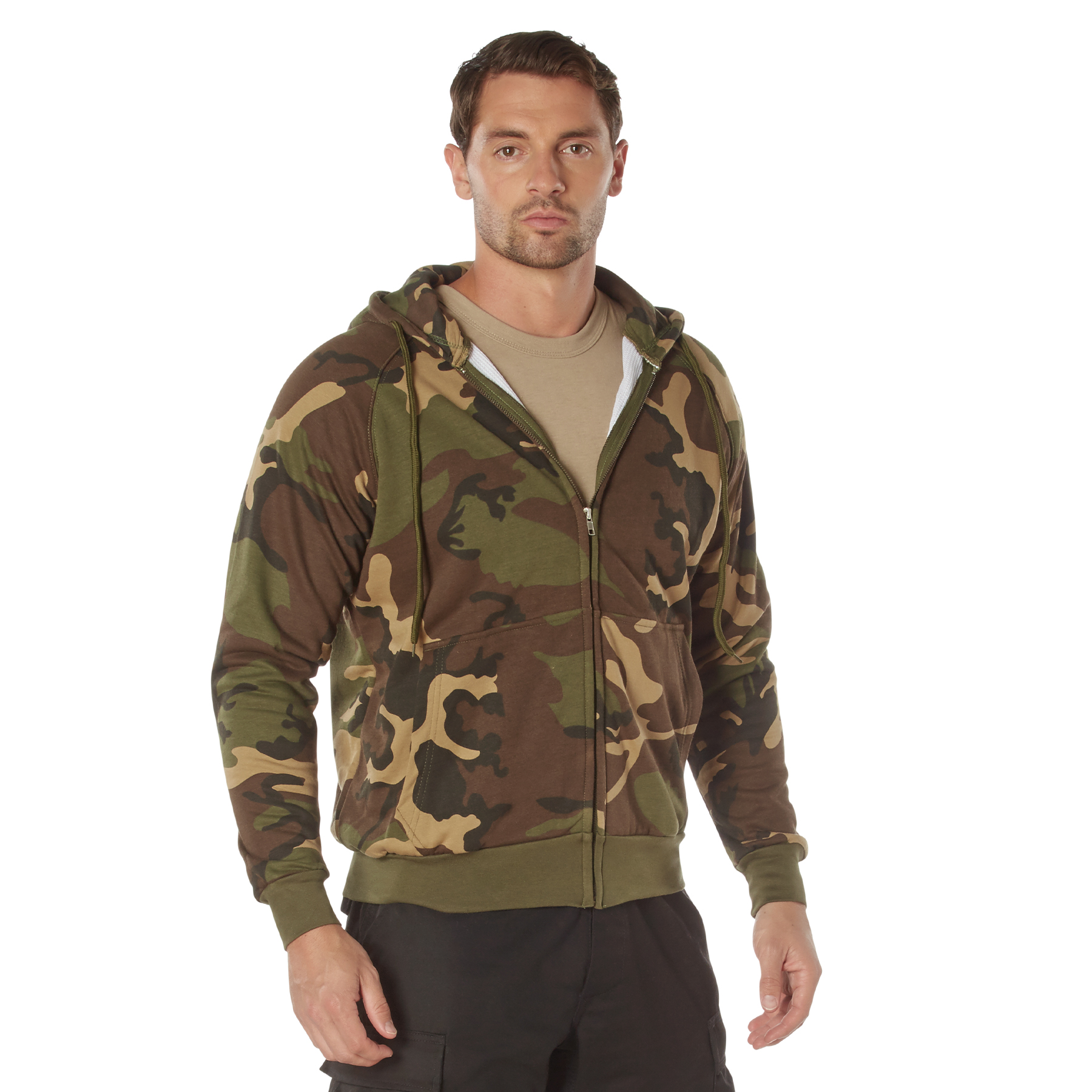 Rothco Thermal Lined Full-Zip Hoodie - Woodland Camo, Medium