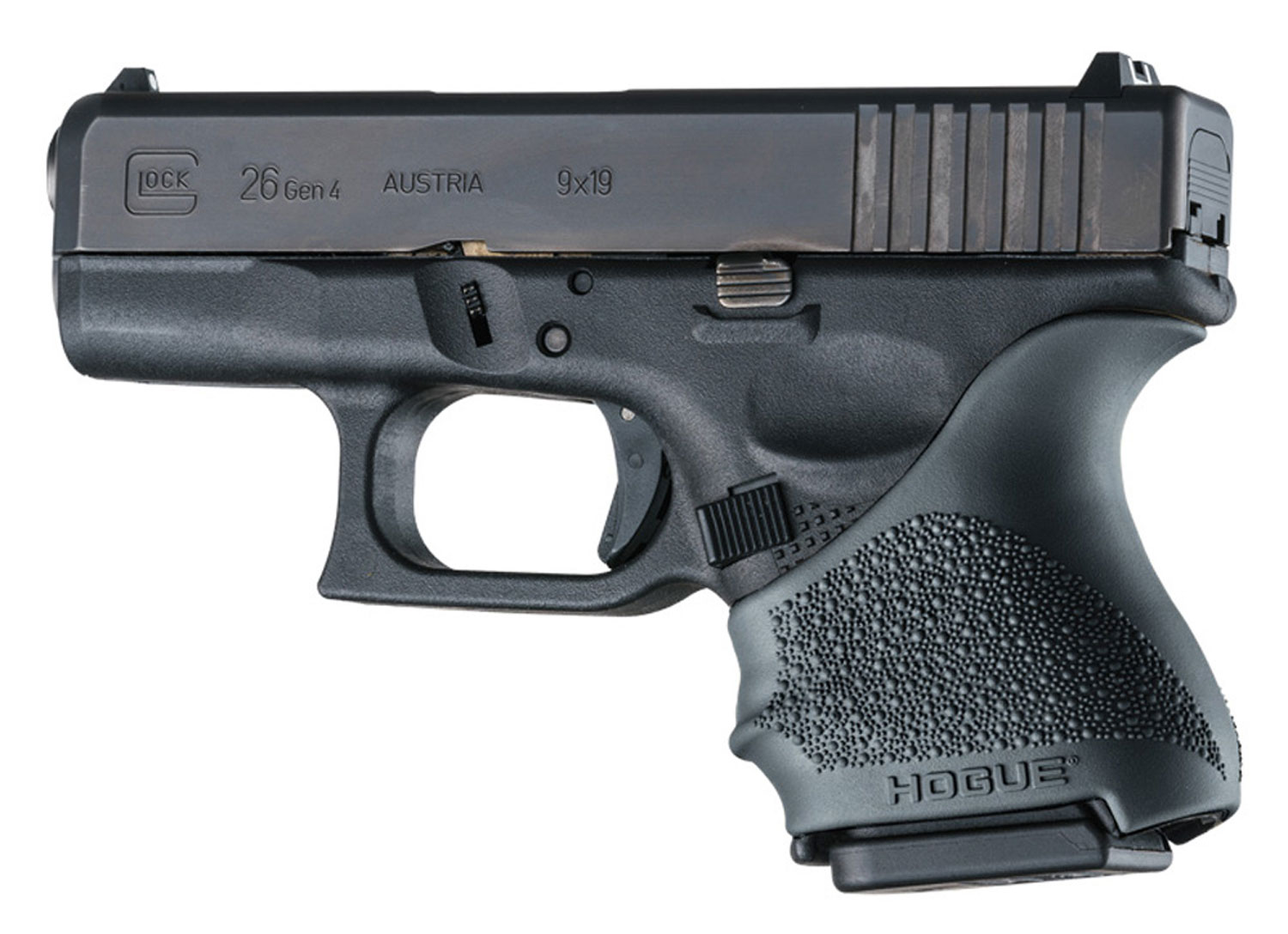 Hogue HandAll Beavertail Grip Sleeve for Glock 26/27/30/31/32/33/36, Walther PPQ SC Pistols, Black - 18600