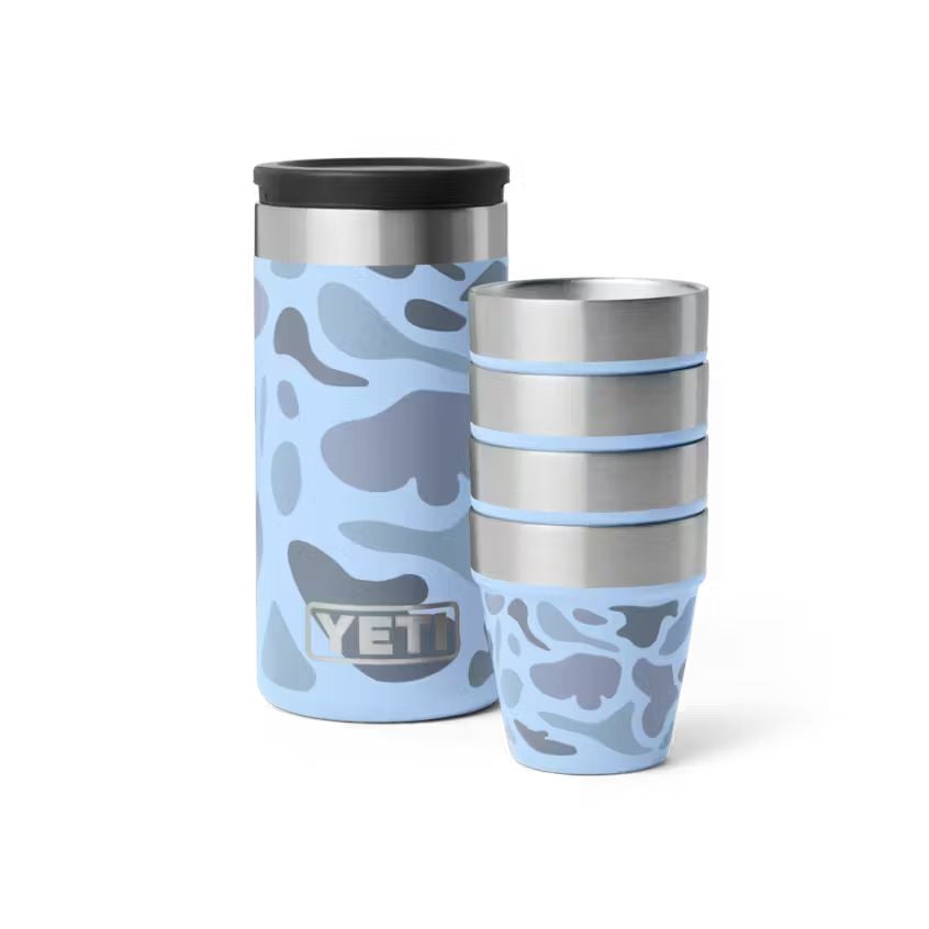 Yeti Shot Glasses & Case, Blue Camo