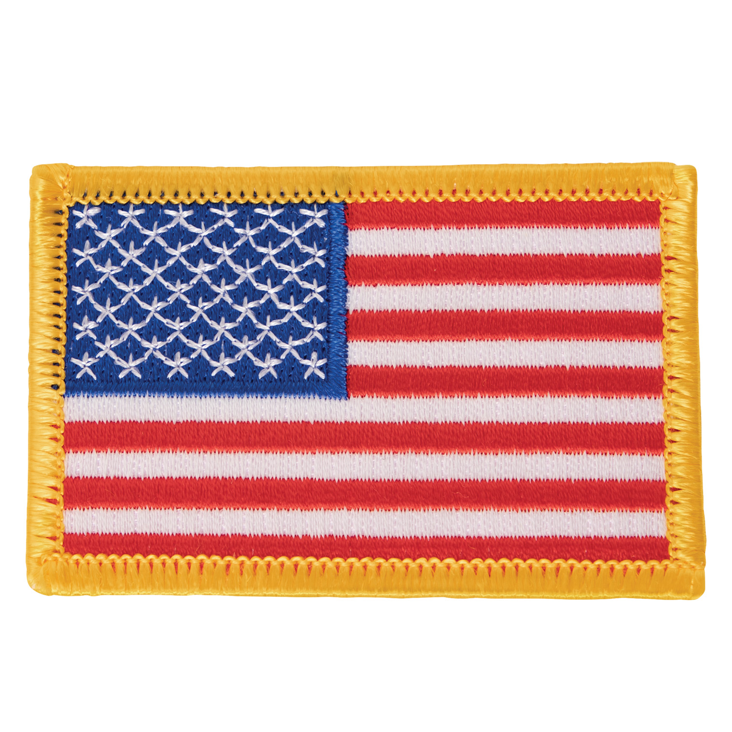 Rothco Iron On - Sew On Embroidered Us Flag Patch With Yellow Border, Orientation Normal