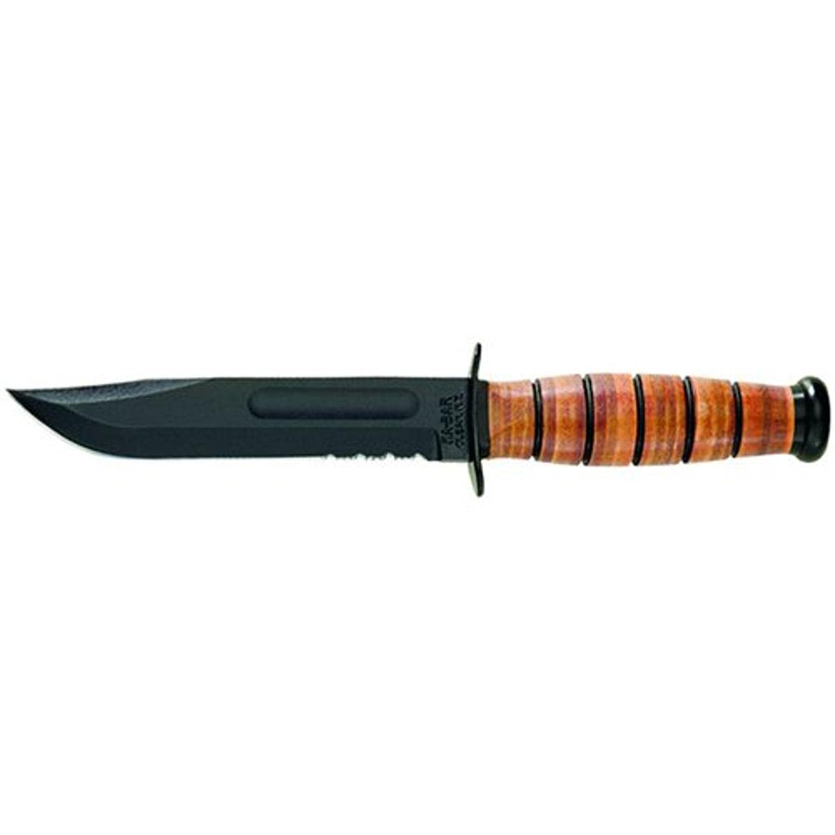KA-BAR US Army Serrated Edge Fixed Knife Clip Point, Brown