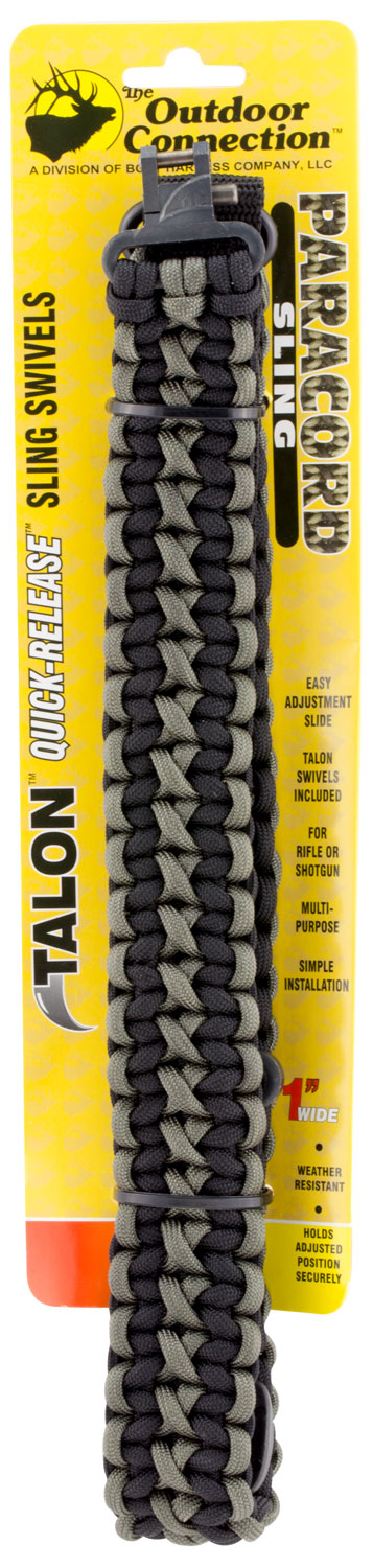 The Outdoor Connection Paracord Sling w/ Swivel, Black and Gray - PCS-80569