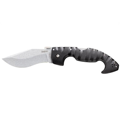 Cold Steel Spartan 4.5" Plain Drop Point Folding Knife, Silver - 21SC
