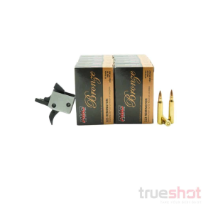 BUNDLE DEAL: CMC 3.5 lb Single Stage Curved Drop In AR-15 Trigger and 200 Rounds of Ammo - PMC 223 55 Grain