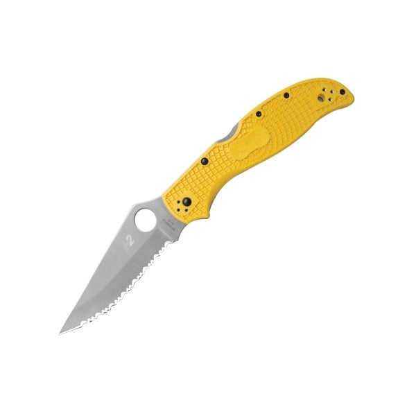 Spyderco Stretch 2 XL Lightweight Salt Folding Clip Point Knife Serrated, Yellow - C258SYL