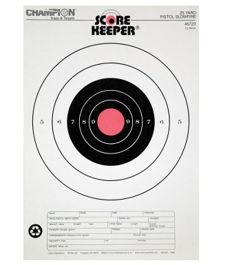 Champion Score Keeper Fluorescent Orange Bull 25-yard Slow Fire Pistol Target (Pack of 12) - 45723