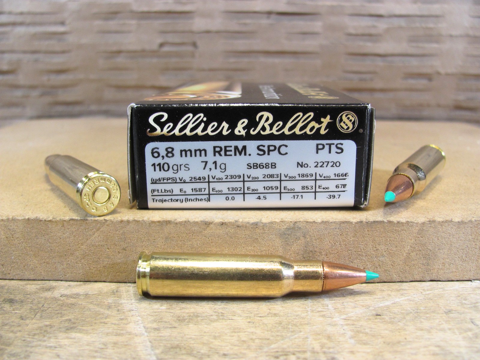 600 Round Case – 6.8 Rem SPC – Sellier Bellot PTS Tip 110 Grain Ammo – SB68B