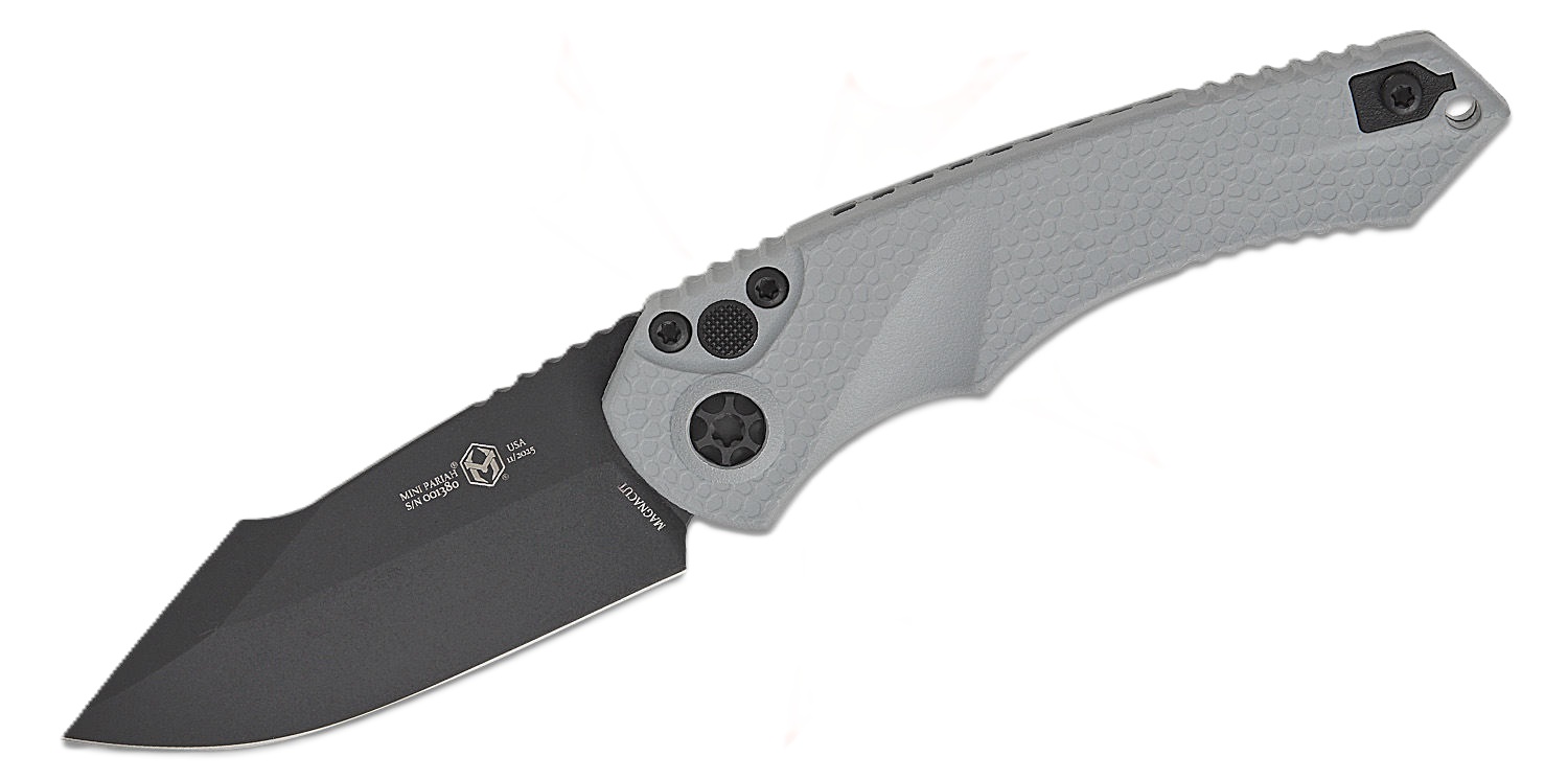 Heretic Knives Mini Pariah Auto Folding Tanto Knife, Gray - H054-4A-GRY