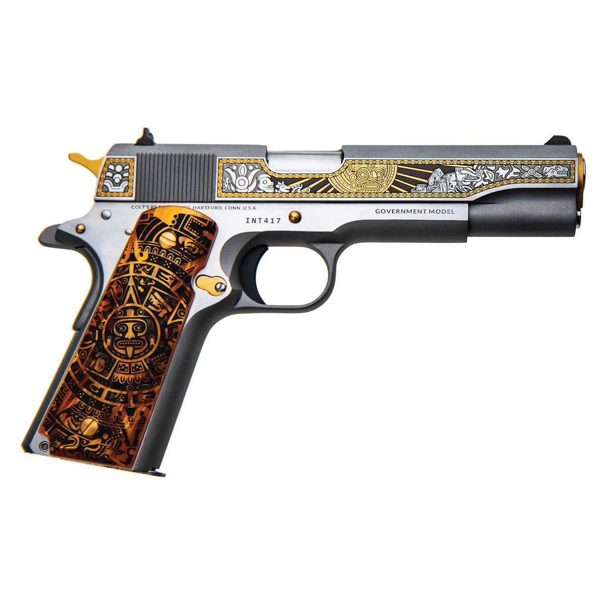Colt 1911 Classic Government Inti Sun God .38 Super 5" 9rds, Stainless - O1911C-SS38-INT