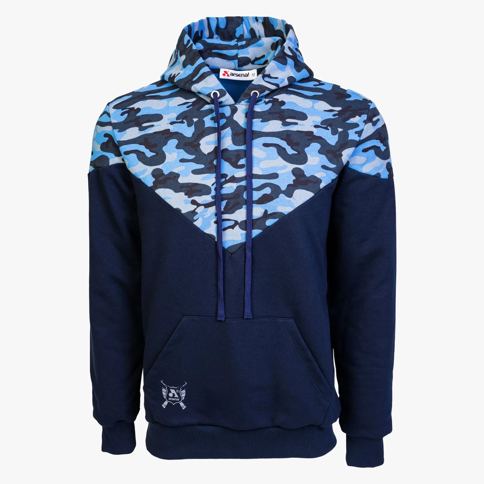 Arsenal Small Blue Camo Cotton-Poly Relaxed Fit Ascend Pullover Hoodie