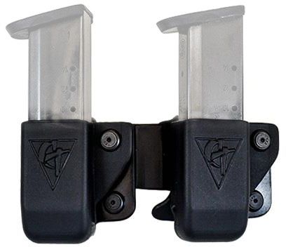 Comp-Tac Twin Belt Clip Mag OWB Kydex Size 1 - 1911 Single Stack KAHR Springfield XD - S Sig 220 Left Hand Black