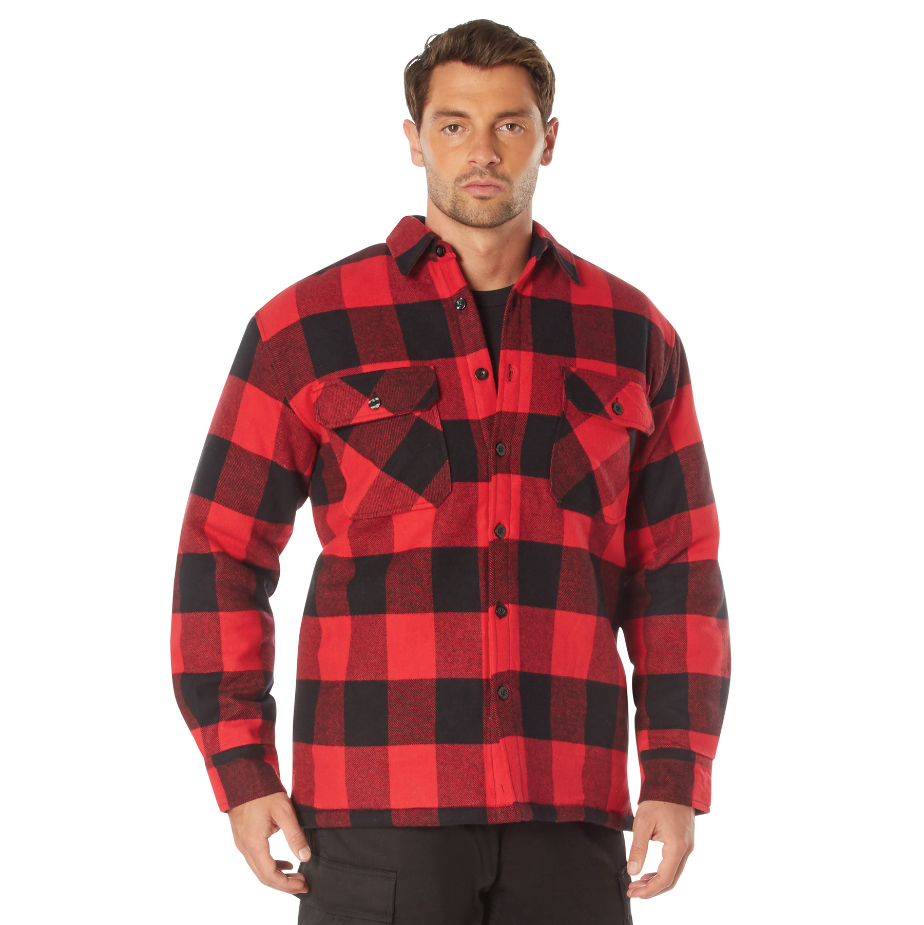 Rothco Buffalo Plaid Quilted Lined Jacket - Red, Small