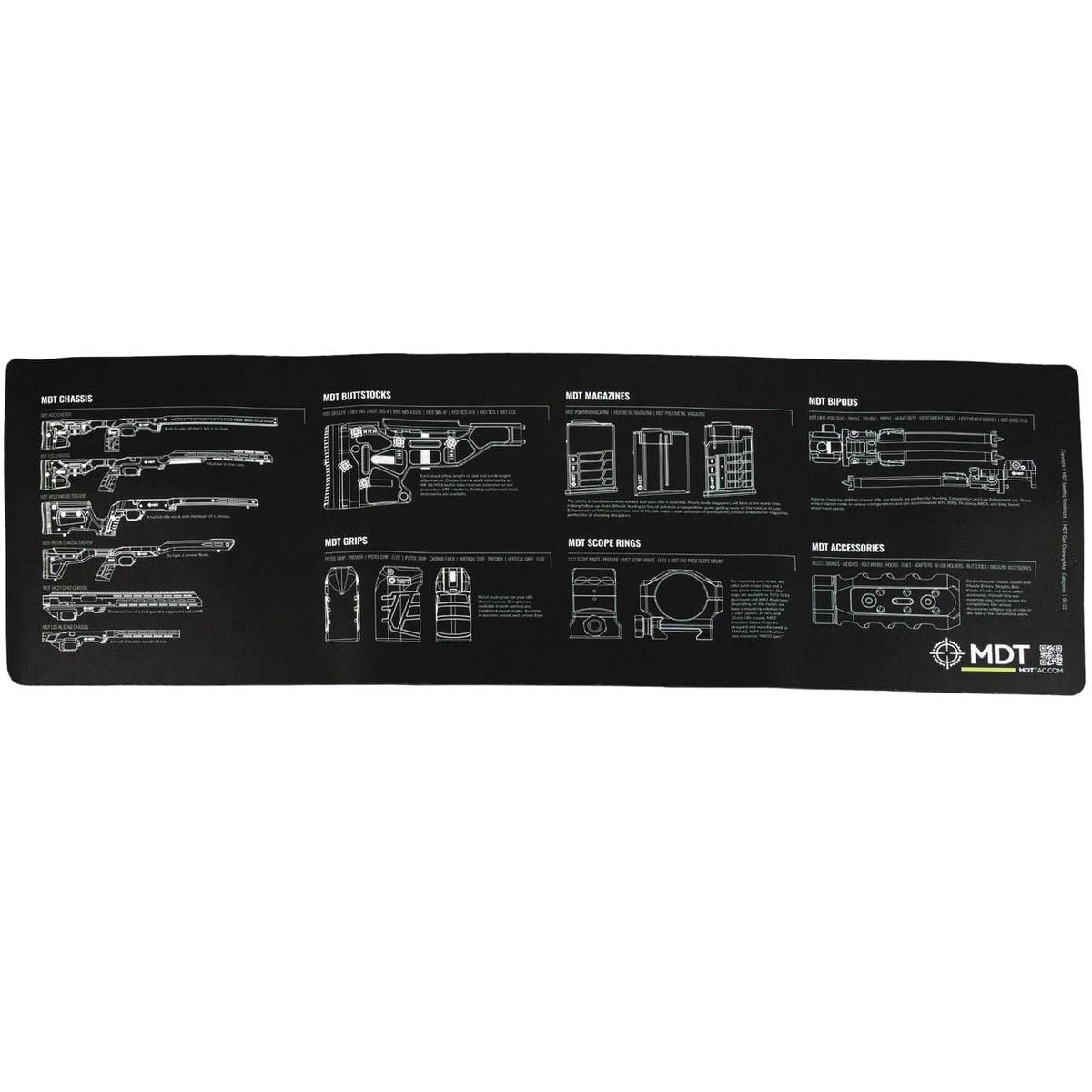 MDT 35.75" x 12" x 0.13" Bench Mat, Black