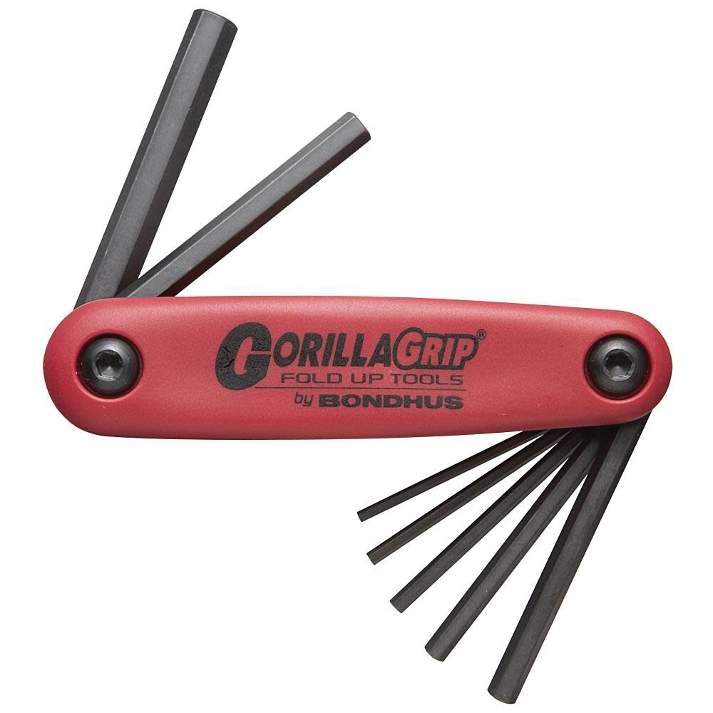 Bondhus GorillaGrip/HF7MS 7-Piece Hex End Fold-Up Wrench Set, Black/Red