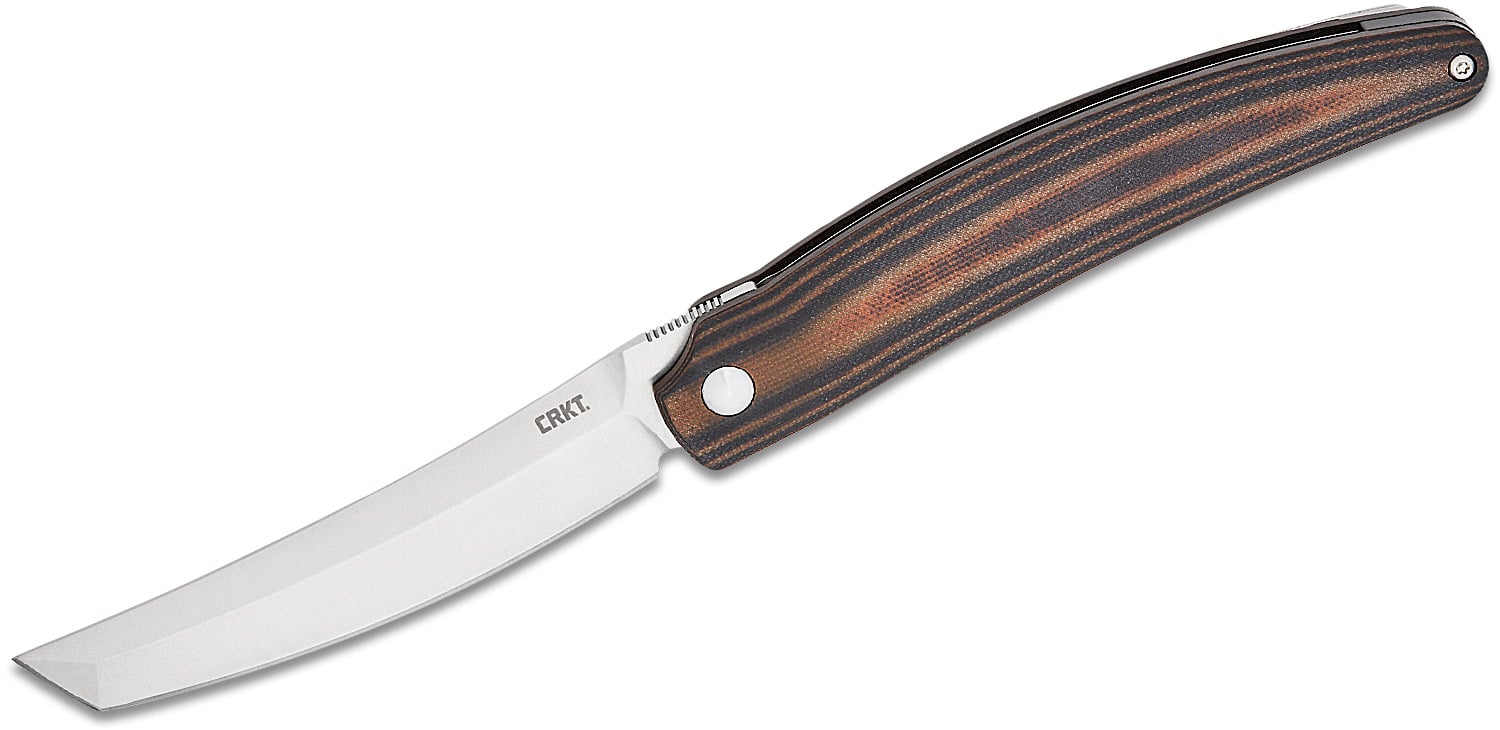 CRKT Ancestor Liner Lock Folding Knife Upswept Tanto, Brown/Black