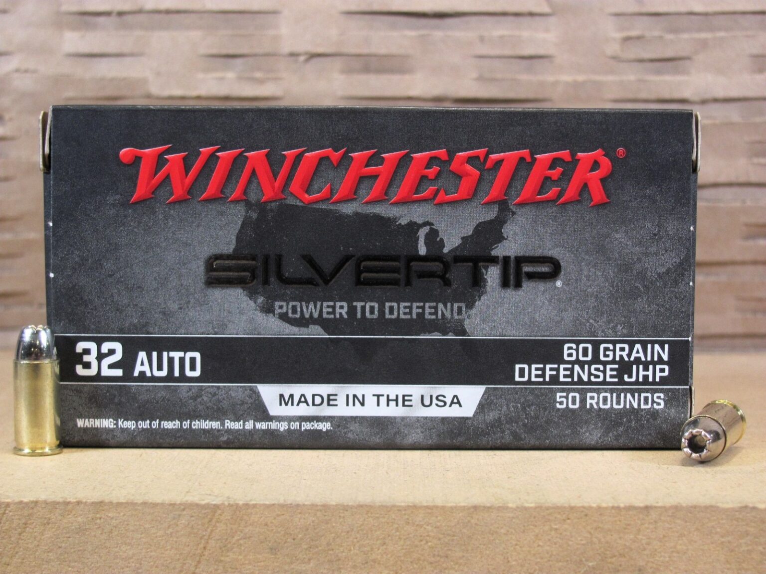 50 Round Box – 32 Auto 60 Grain JHP Winchester Silvertip Ammo – W32ASTX