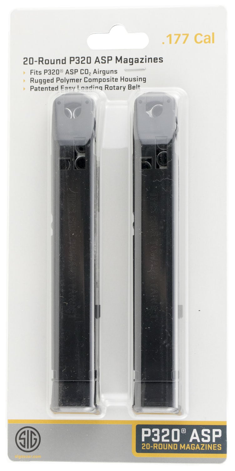 Sig Sauer 20 Round .177 Pellet Sig's P320 Air Pistol Airgun Magazine, Black, 2/pack - AMPC-177-20