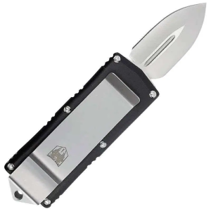 Cobra Tec Knives BLKMCOTF Money Clip  1.75 Plain D2 Steel Black Aluminum Handle OTF