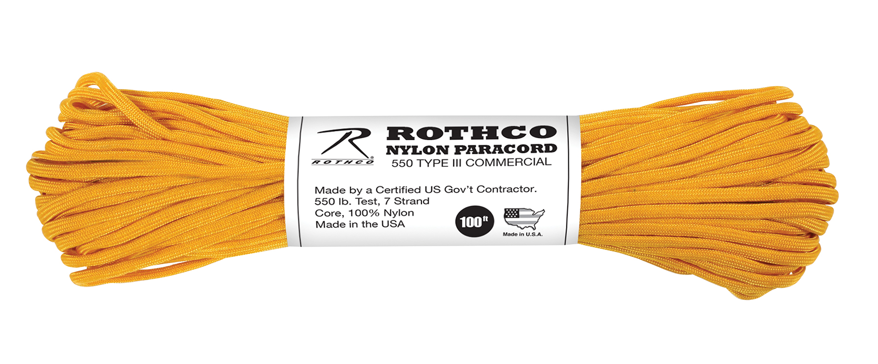 Rothco Nylon Paracord Type III 550 Lb - Gold, 100