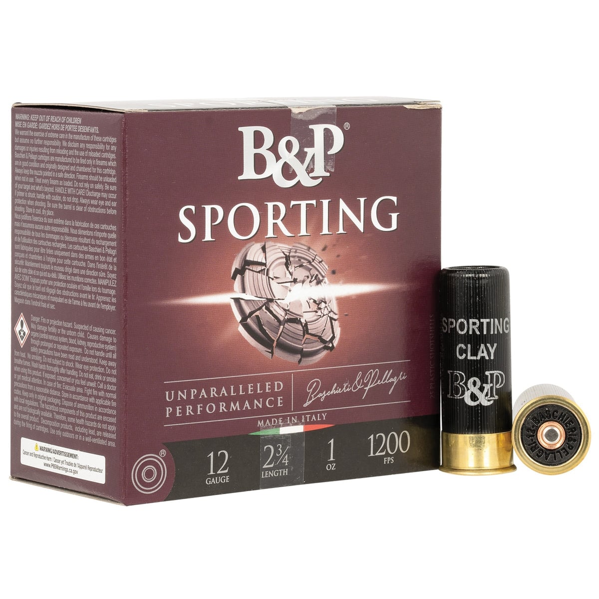 B&P 12B1SCL8 Sporting Clay 12Gauge 2.75″ 1oz 8Shot 25 Per Box/10 Case - No Credit Card Fees - Low, flat rate shipping
