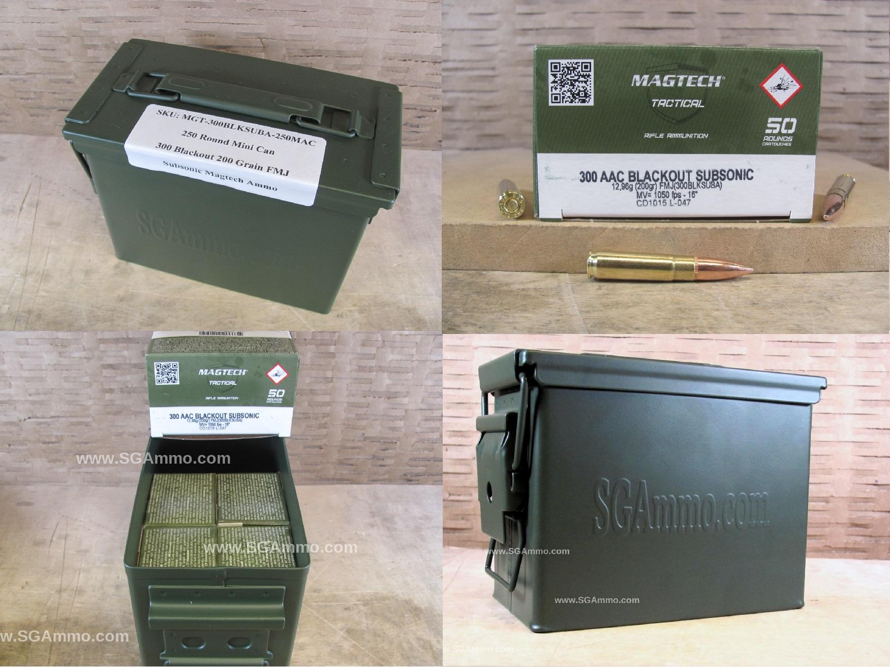 250 Round Can – 300 AAC Blackout Subsonic 200 Grain FMJ Magtech Ammo – 300BLKSUBA – Packed in Mini Canister