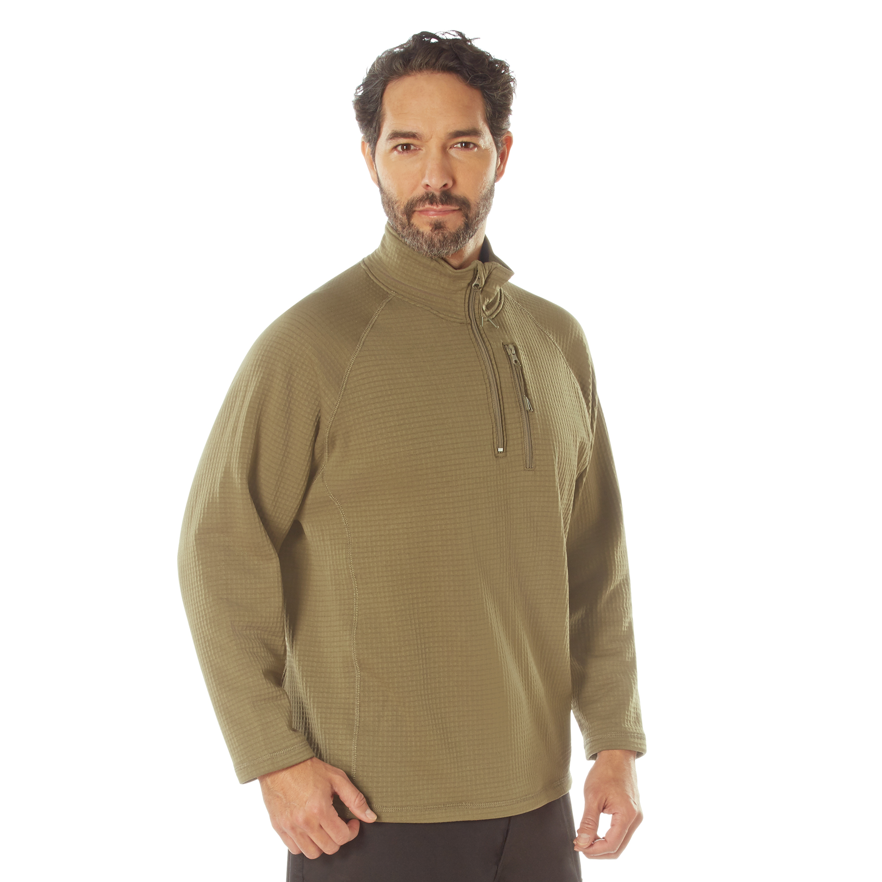 Rothco Grid Fleece Pullover - Coyote Brown, X-Large