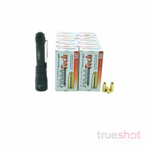 BUNDLE DEAL: Black Surefire EDC2-SFT Turbo Everyday Carry Flashlight and 500 Rounds of Ammo - Maxxtech 9mm 115 Grain