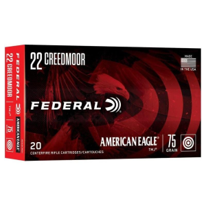 Federal American Eagle Rifle Ammunition 22 Creedmoor 75gr TMJ 3300 fps 20/ct