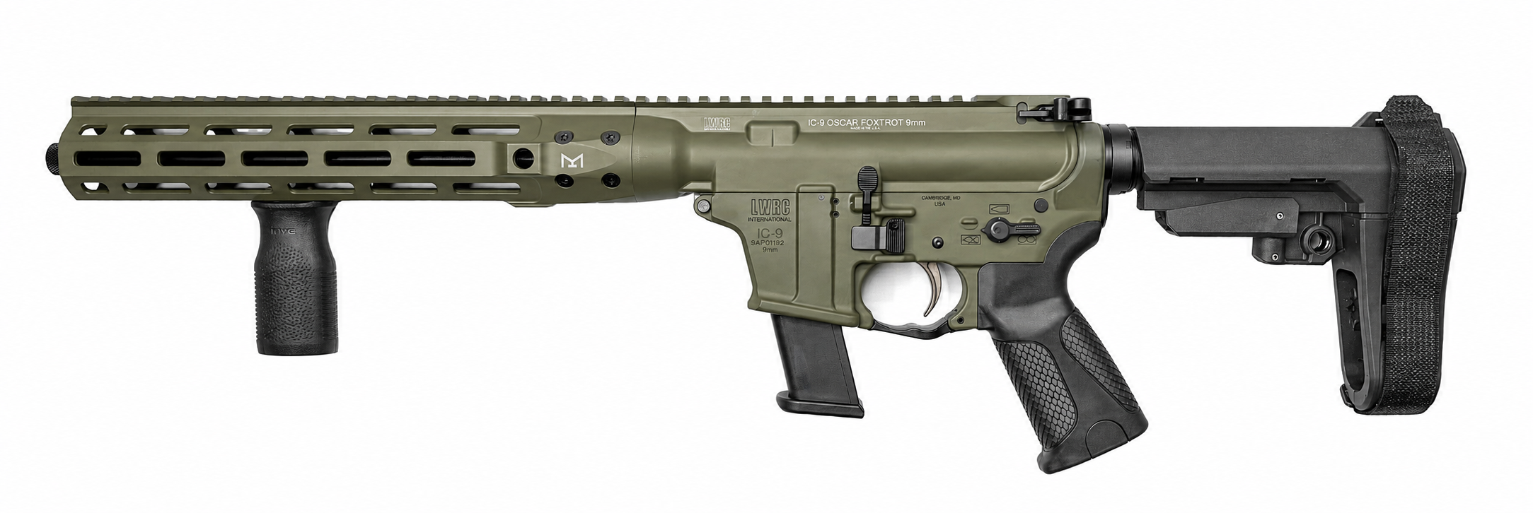 LWRC IC-9 Oscar Foxtrot 9mm AR Pistol 8.5in Barrel 10rd ODG