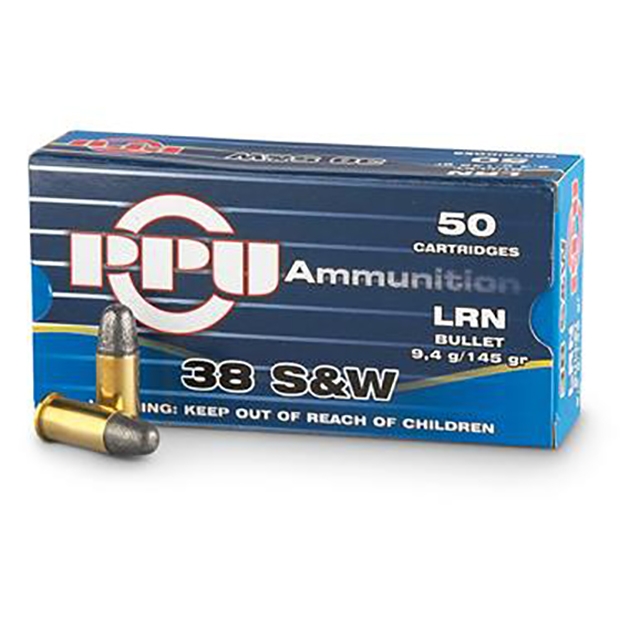 PPU Handgun Ammunition .38 S&W 145 gr LRN 689 fps 50/ct - Flat Rate Shipping Under 30lbs! - No Credit Card Fees