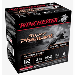 WINCHESTER Super Pheasant 12 Gauge 2-3/4" 1-3/8oz #6 HV High Brass Shotgun Ammunition | 25 Rounds
