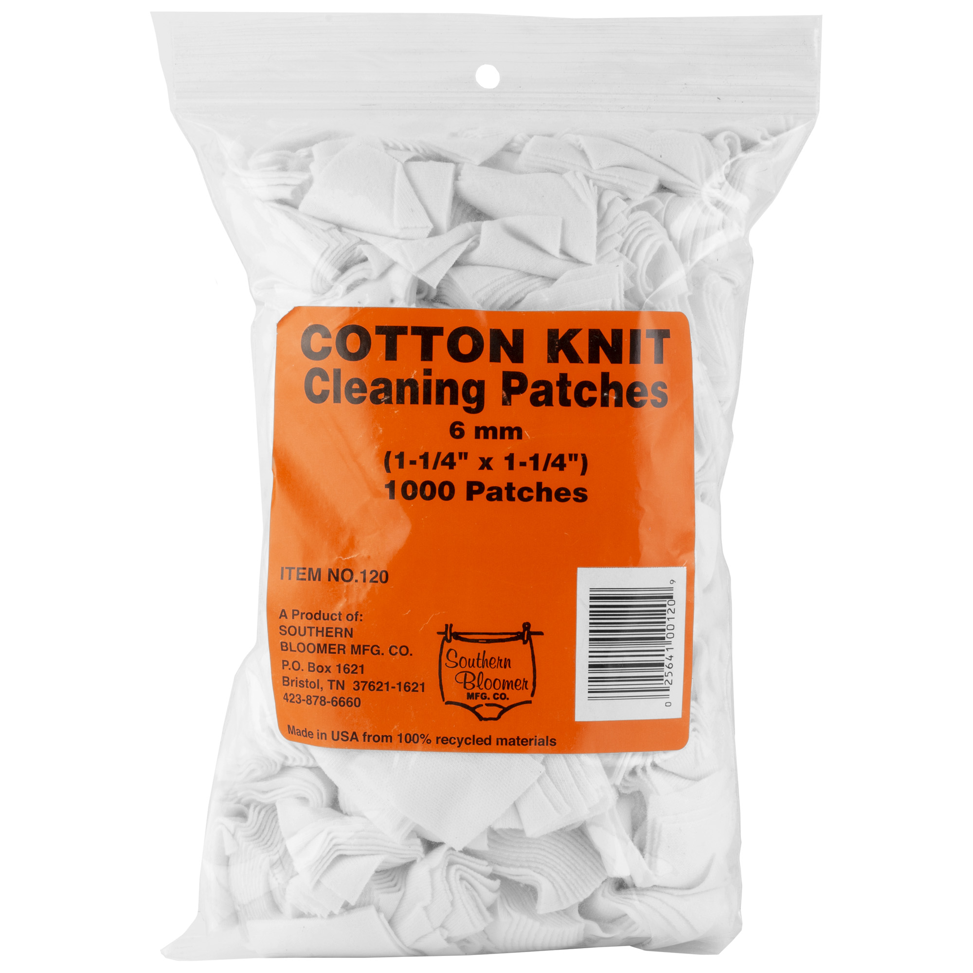 Southern Bloomer Cotton, Patch, 6mm, 1-1/4 x 1-1/4, 1000/Bag, Bulk Poly Bag