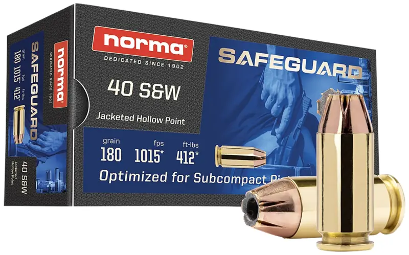 Norma Ammunition 801407727 Safeguard 40S 180gr Jacketed Hollow Point 50 Per Box/20 Case