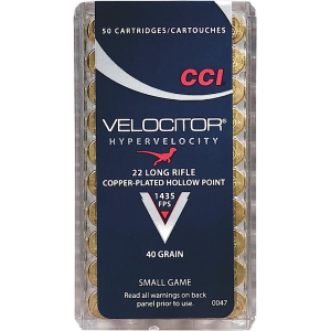 CCI 0047 CCI 22 Long Rifle Velocitor Copper-Plated HP 40 GR - 50rd Box