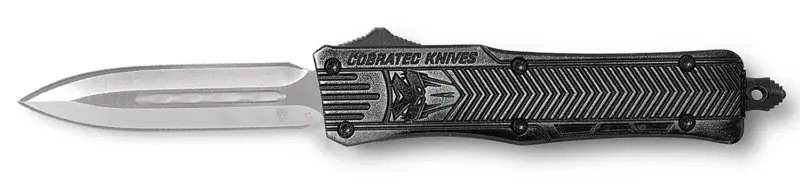 CobraTec Knives SSWCTK1SDAGNS CTK-1 Small 2.75" OTF Dagger Plain D2 Steel Blade/Stonewashed Aluminum Handle Features Glass Breaker Includes Pocket Clip