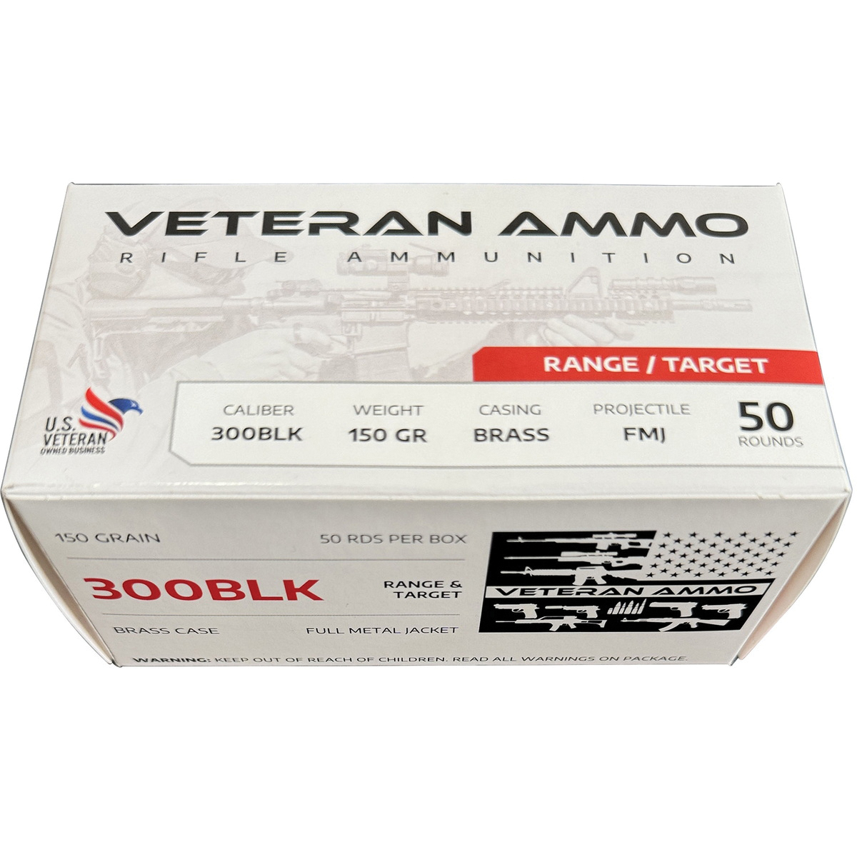 Hyperion Munitions Veteran .300 AAC Blackout 150 gr FMJ Ammo, 50rds - HMBX300BLK15050